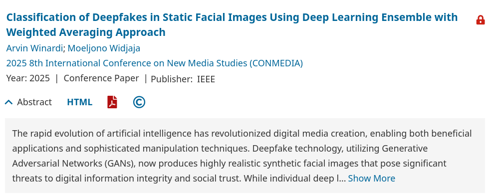 Deepfake Classification – Undergraduate Thesis
